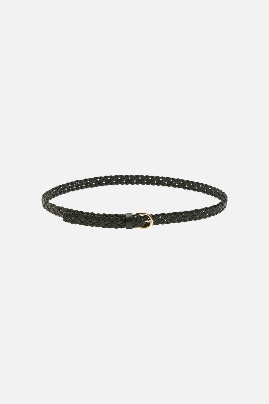 Avery Leather Braided Slim Belt - Black