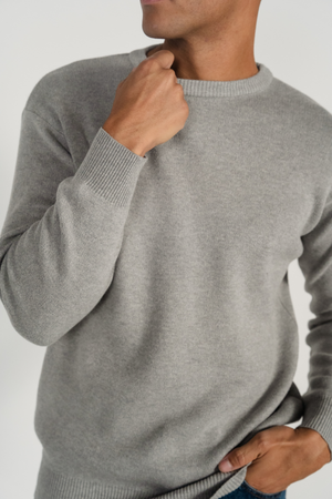 Crewneck Knit Sweater - Lysegrå