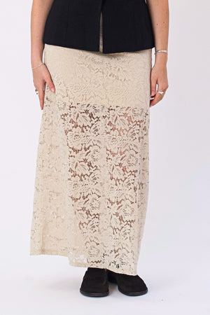 Amara Lace Maxi Skirt - Lysebeige