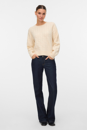 Aries O-Neck Cable Pullover - Birch