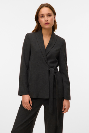 Bestie Loose Strap Blazer - Mørk Grå Melange