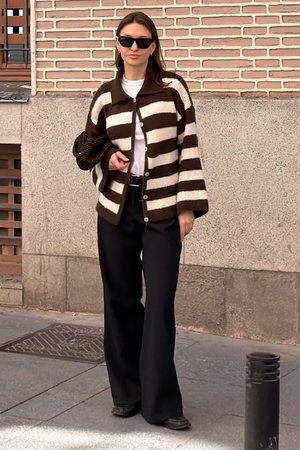Josie Polo Strik - Brun/Råhvid