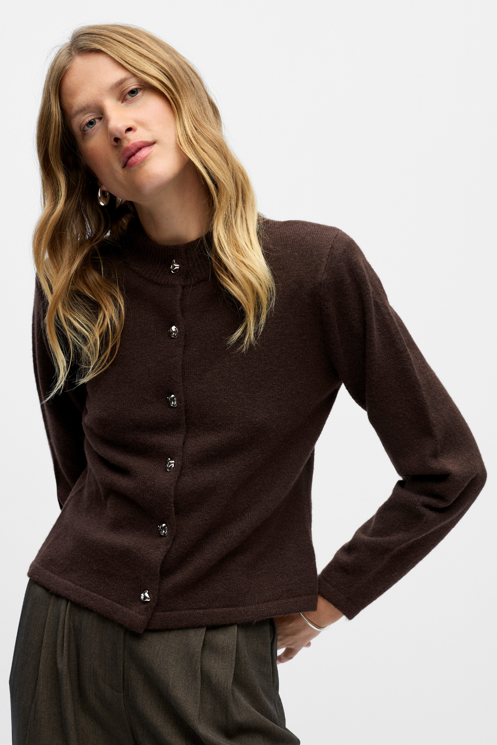 Zari Strik Cardigan - Seal Brown Melange