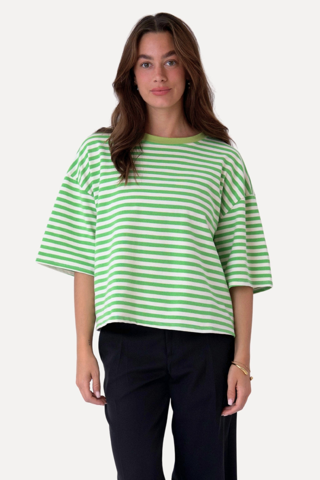 Zoe T-shirt - Grøn/Hvid