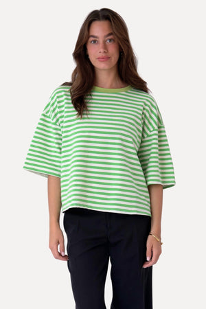 Zoe T-shirt - Grøn/Hvid