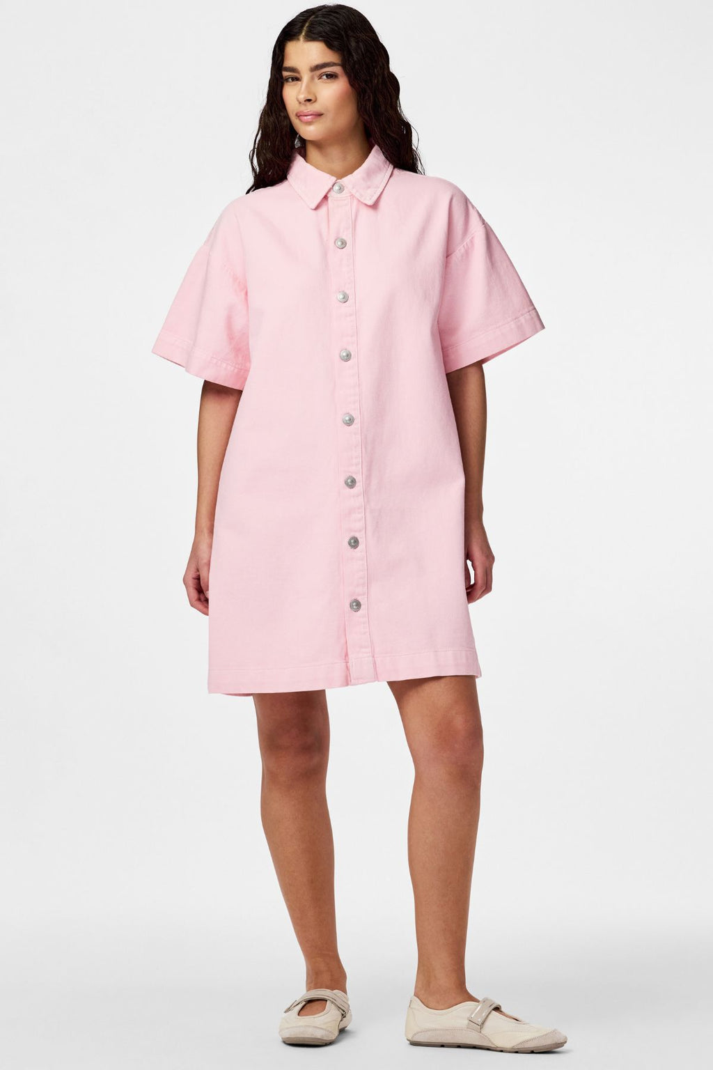 Sky A-Shape Denim Kjole - Roseate Spoonbill