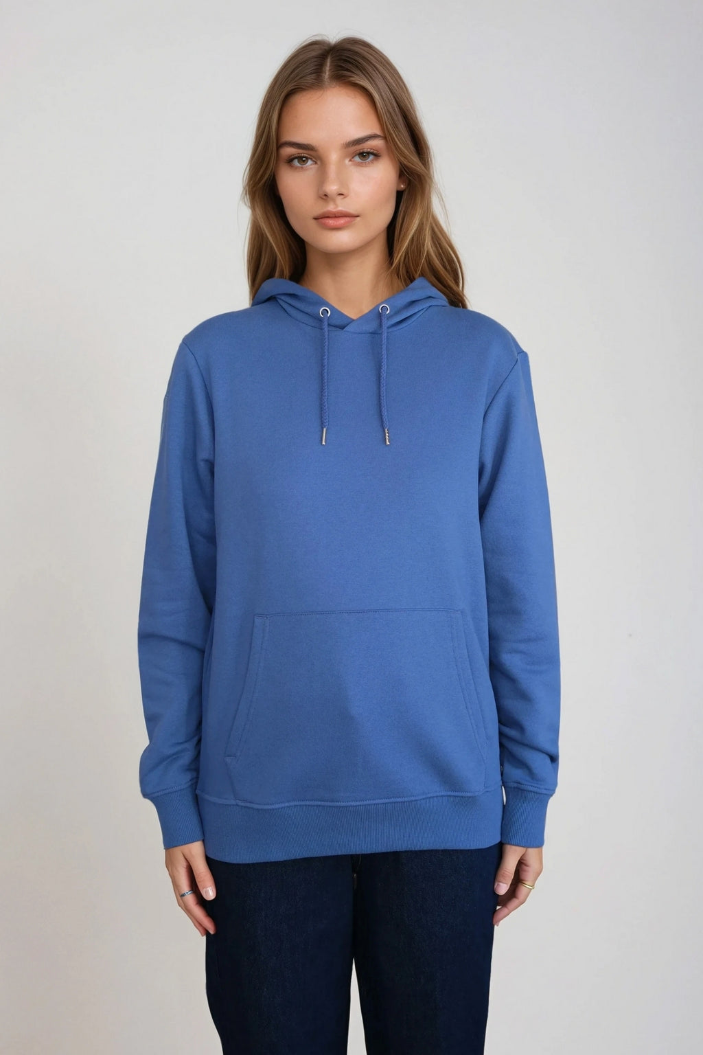 Sweatshirt Hoodie - Støvet Blå