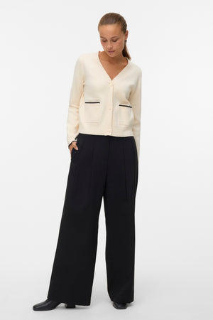 Gold V-hals Kontrast Cardigan - Birch M. Sort