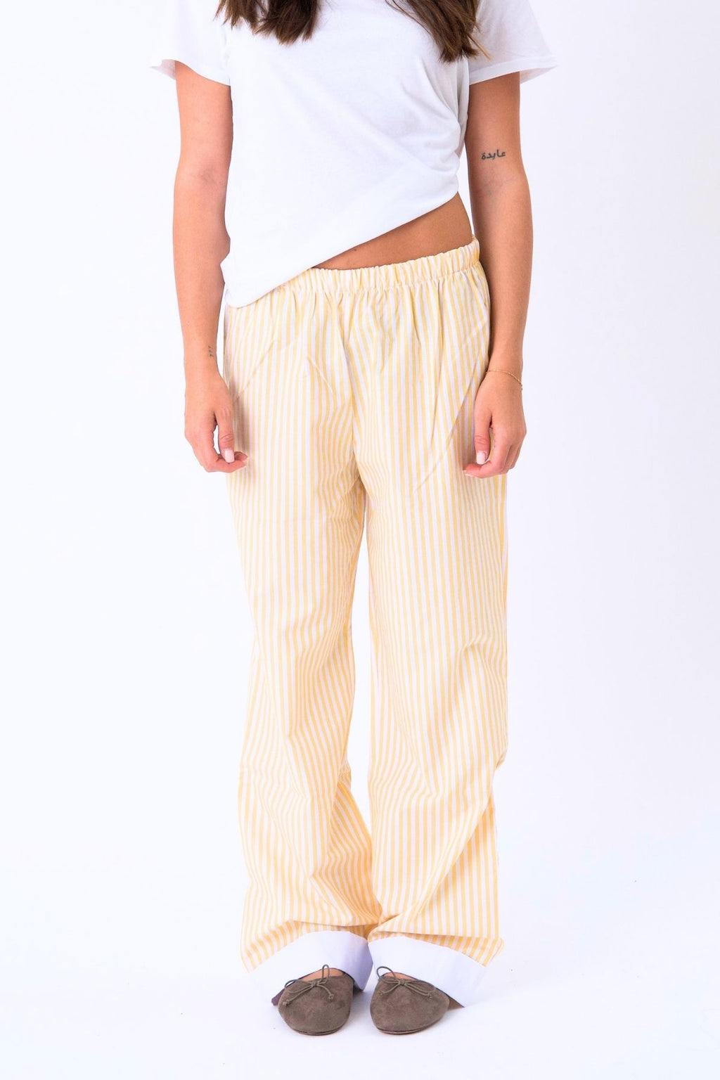 Layla Stribet Pants - Gul
