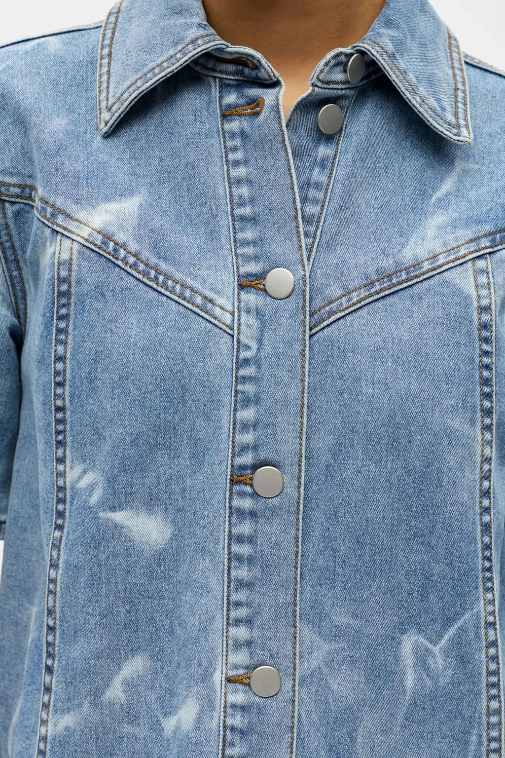 Object Claudia Short Denim Kjole - Light Blue Denim