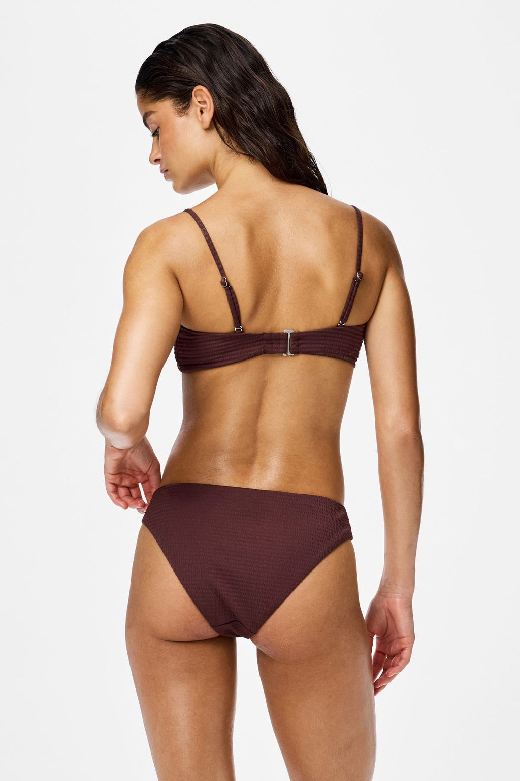 Kaya Seersucker Bikini Brief - Deep Mahogany