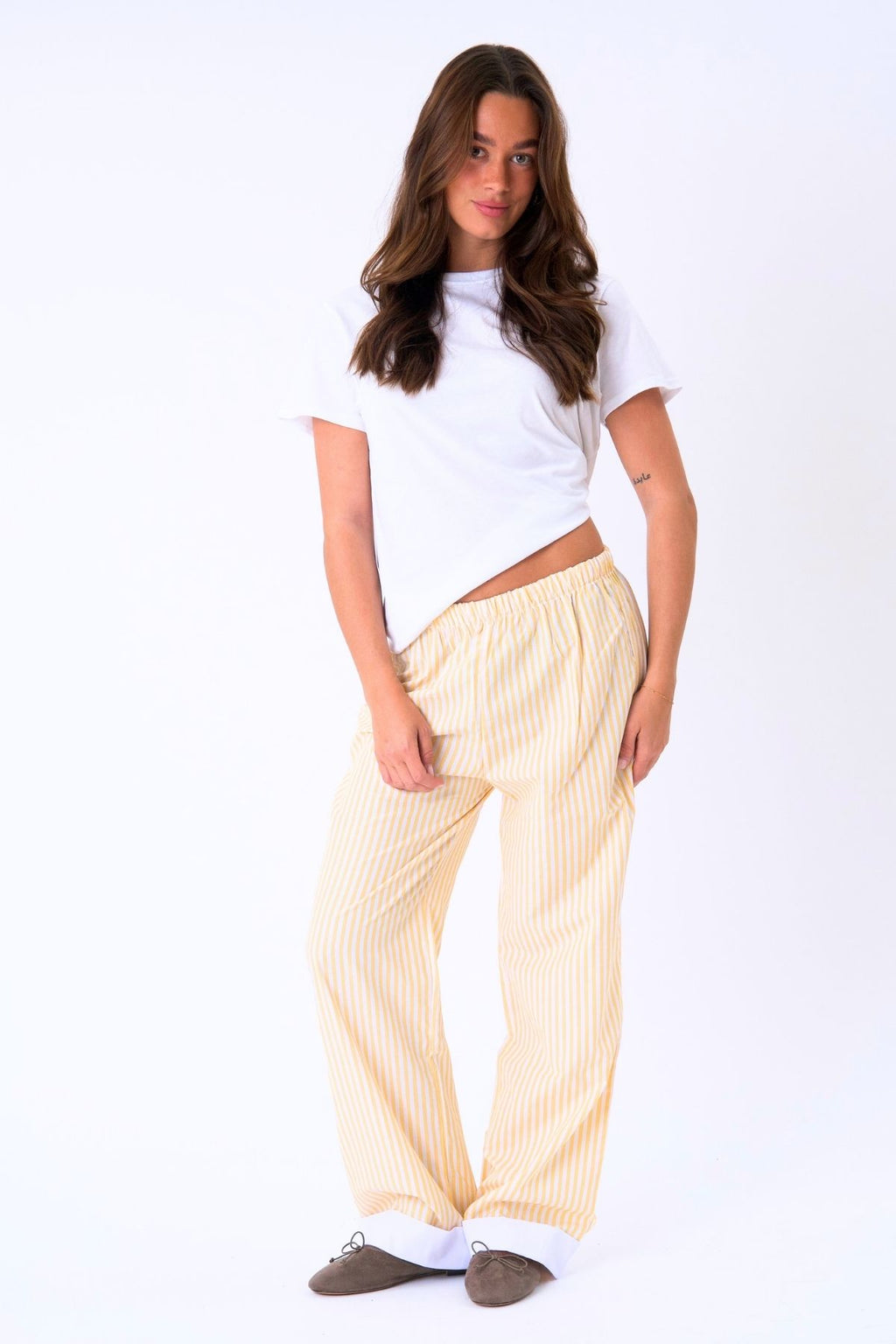 Layla Stribet Pants - Gul