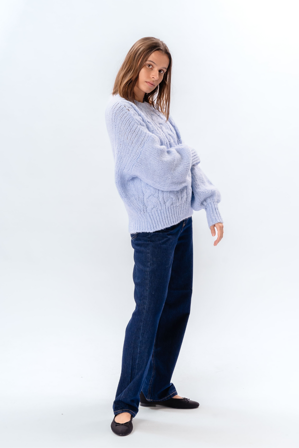 Emma Cable Knit - Skyblå