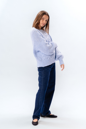 Emma Cable Knit - Skyblå