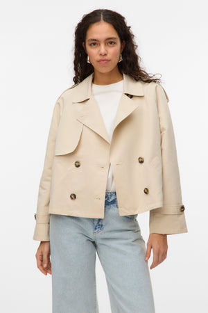 Chloe Short Trenchcoat - Oatmeal