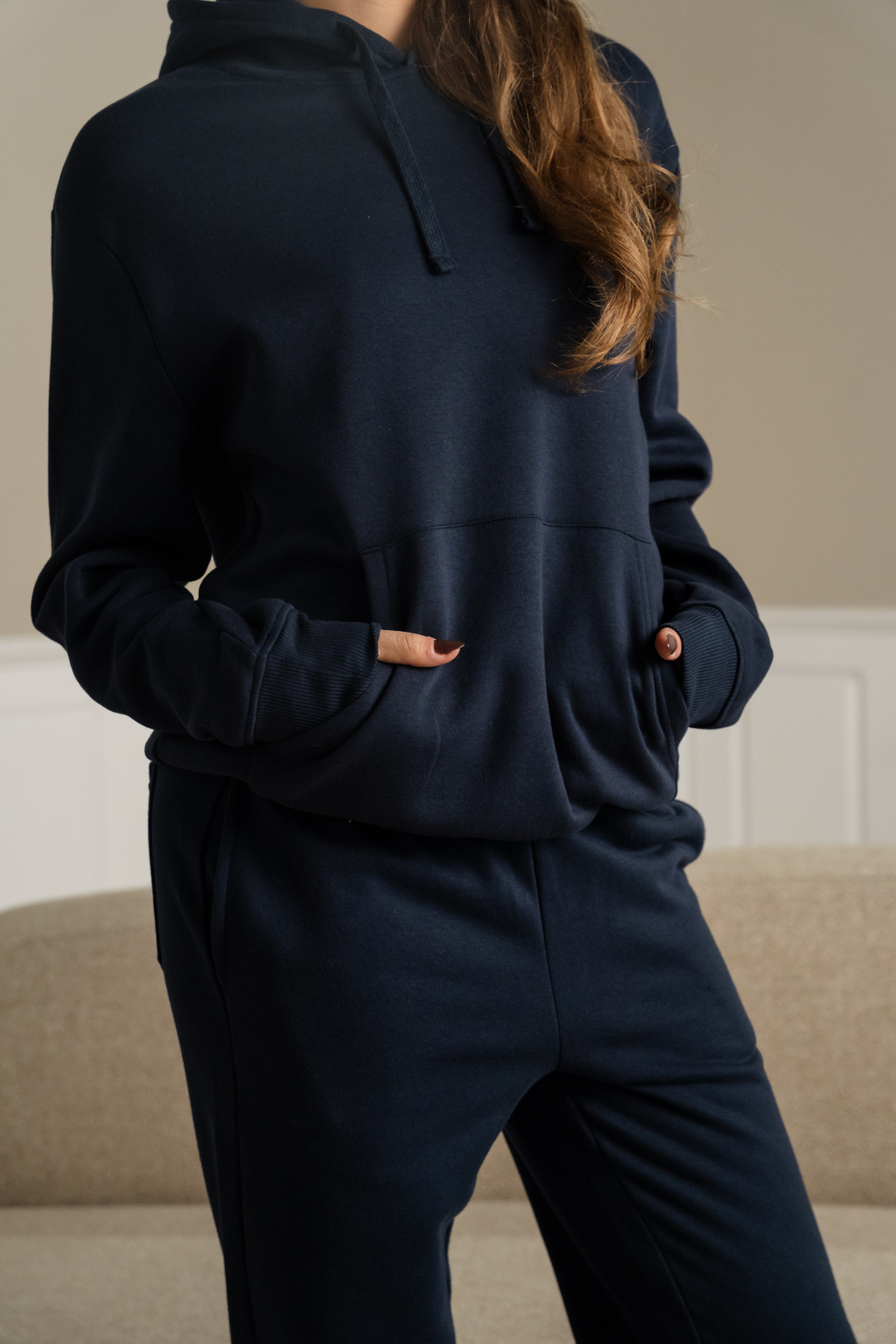 Essential Hooded Sweatset til Dame - Navy