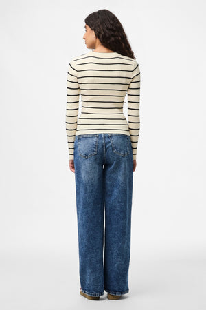 Mira New O-Neck Knit - Råhvid/Sort