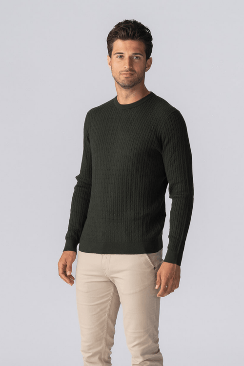 Pullover Kabel Strik - Army