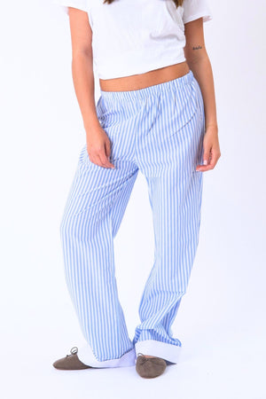 Layla Stribet Pants - Lyseblå