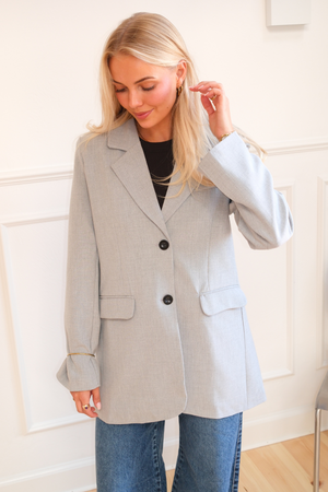 Claire Oversized Blazer - Lysegrå