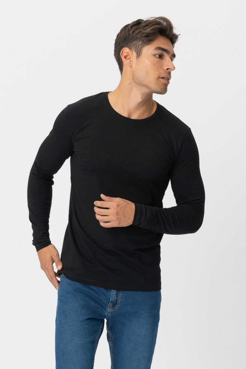 Langærmet Muscle T-shirt - Sort