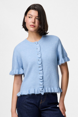 Lydia Frill Strik Cardigan - Cashmere Blue