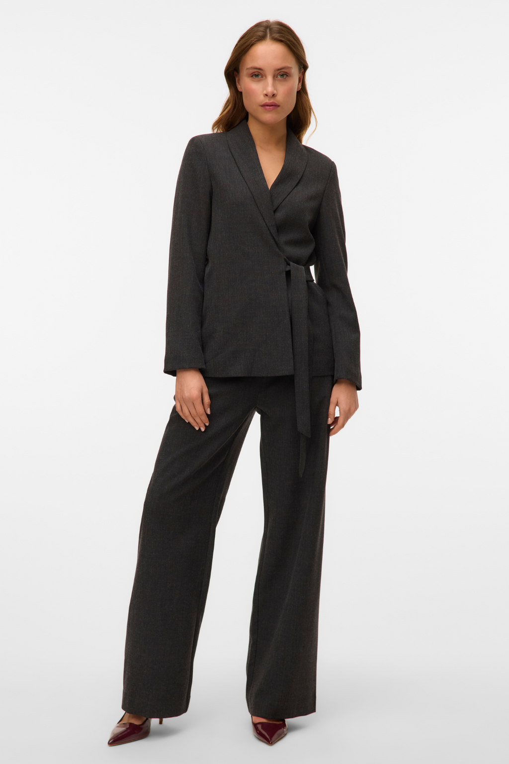 Bestie Loose Strap Blazer - Mørk Grå Melange