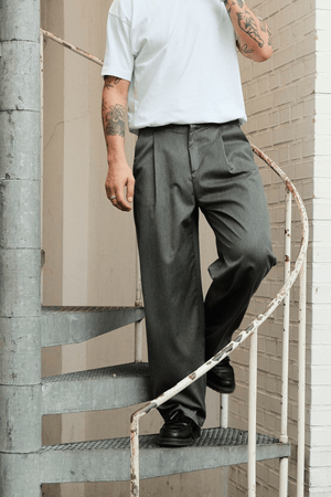 Pleated Wide Suit Pants - Lys Grå