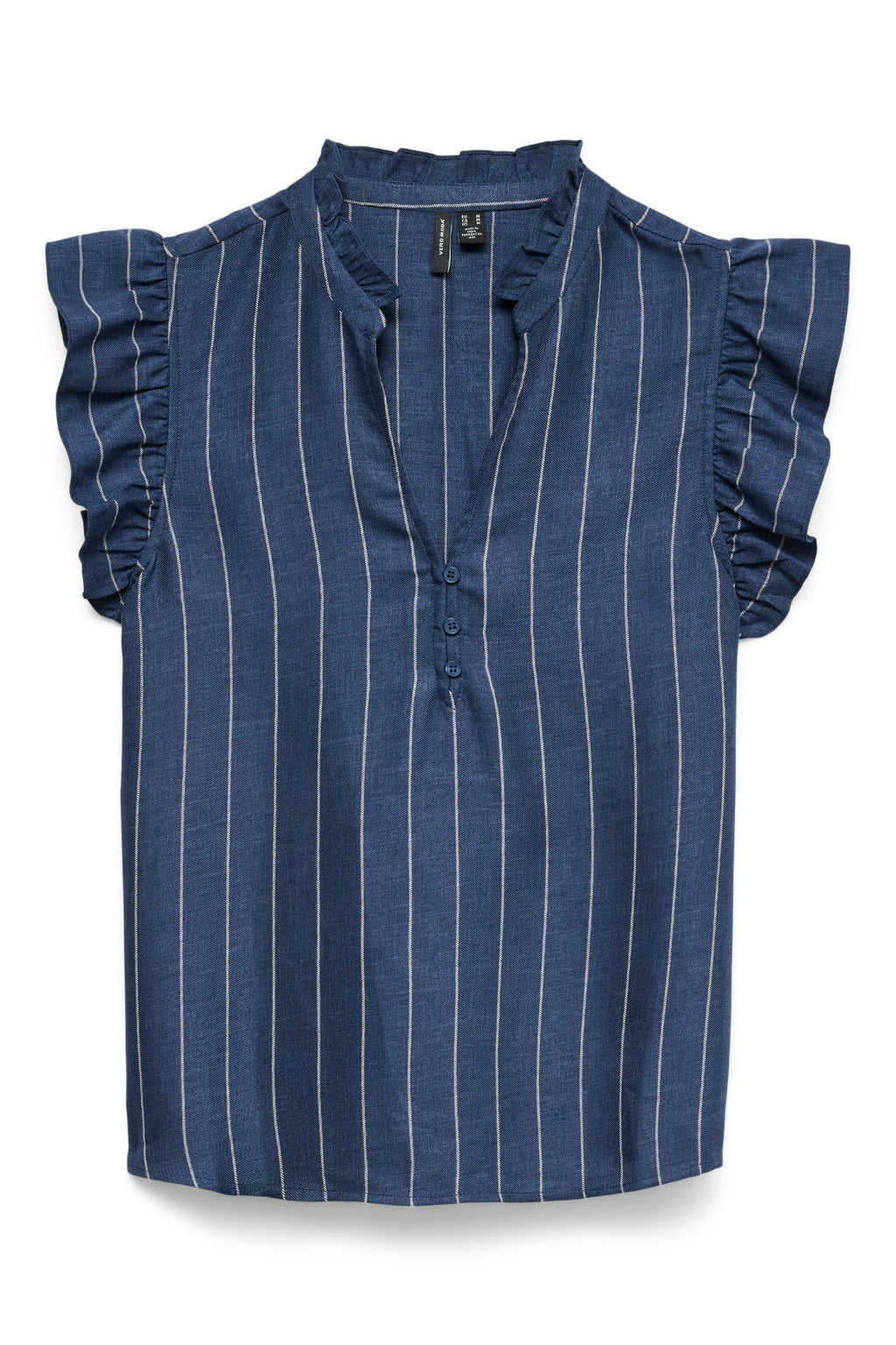 Odette V-hals Top - Dark Denim / White