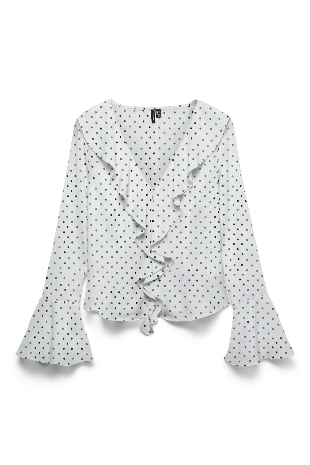 Willow Frill Top - Snow White: Sort prikket