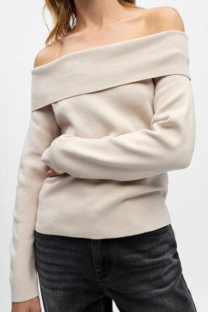 Reynard Off Shoulder Strik - Sølvgrå