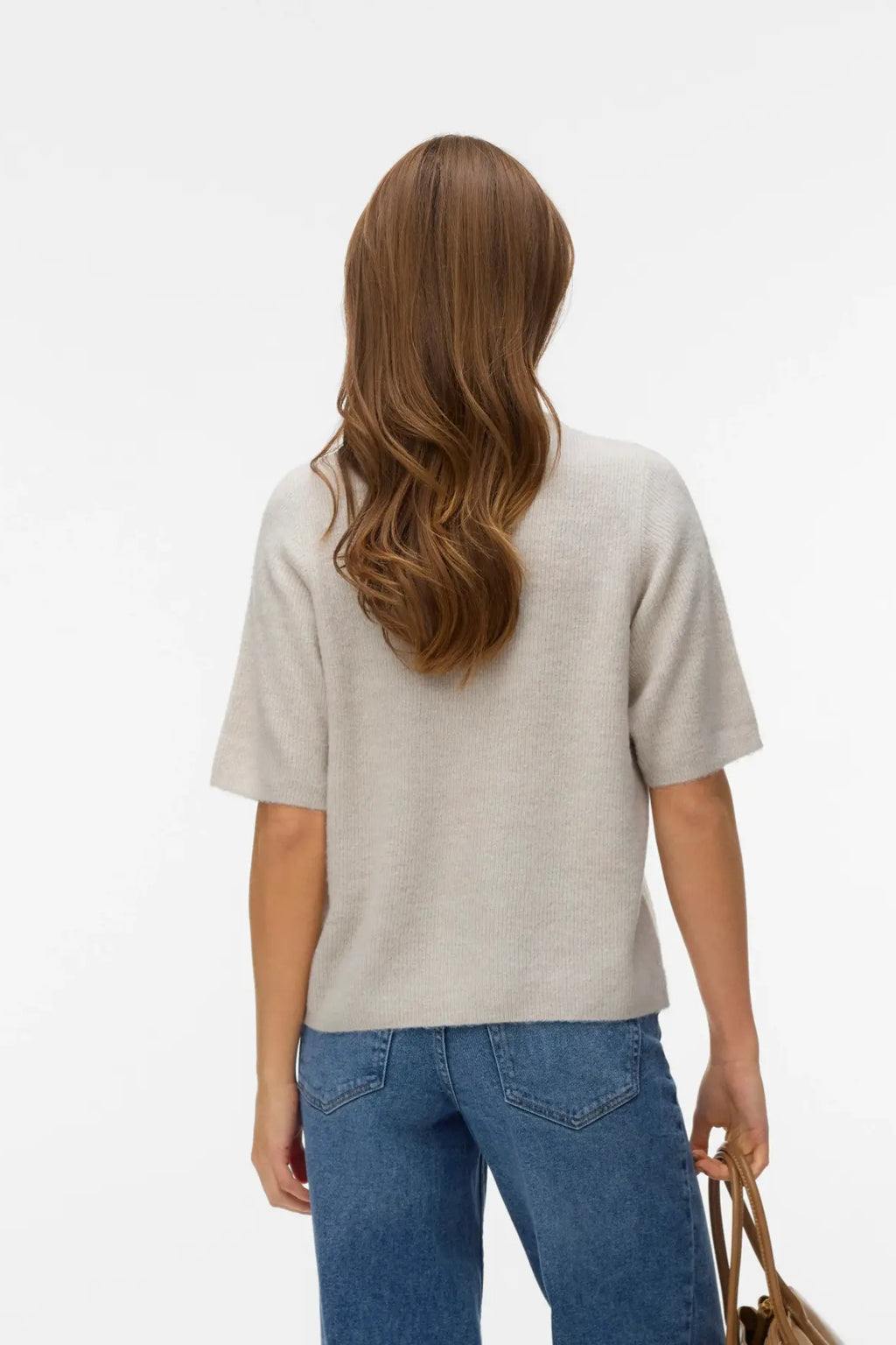 Lefile 2/4 O-Neck Perle Cardigan - Pumice Stone Melange