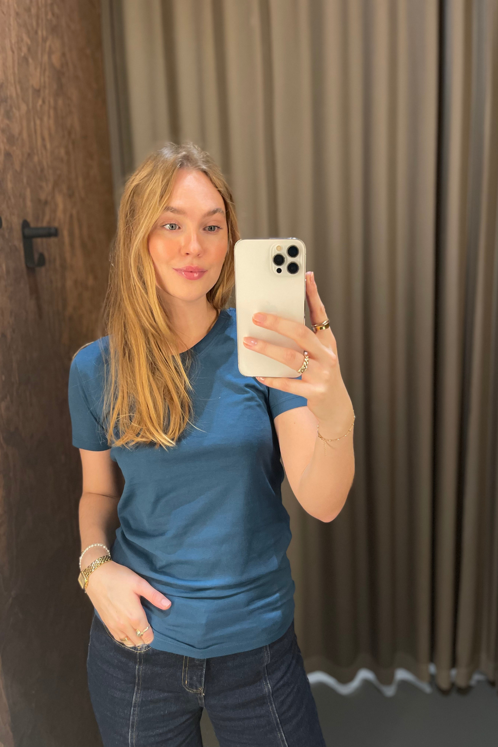 Fitted t-shirt - Petroleum blå