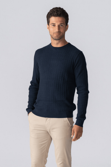 Pullover Kabel Strik - Navy