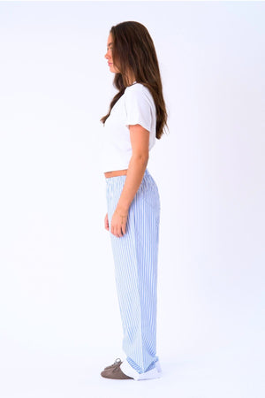 Layla Stribet Pants - Lyseblå