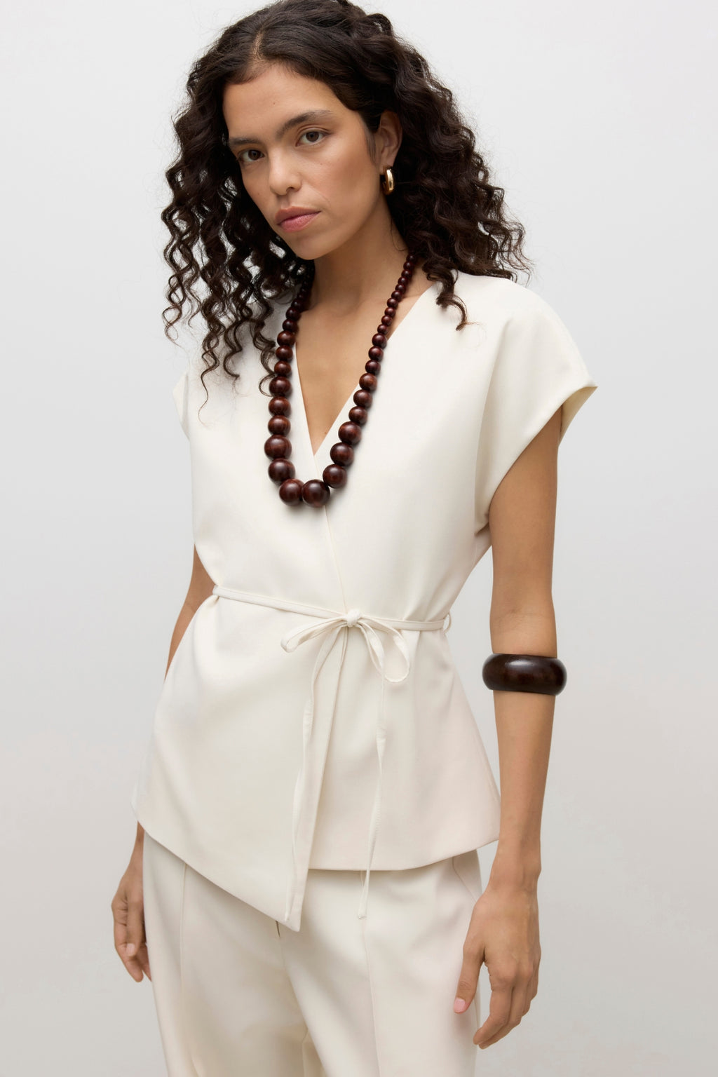 Vannah V-Neck Midi Vest - Birch