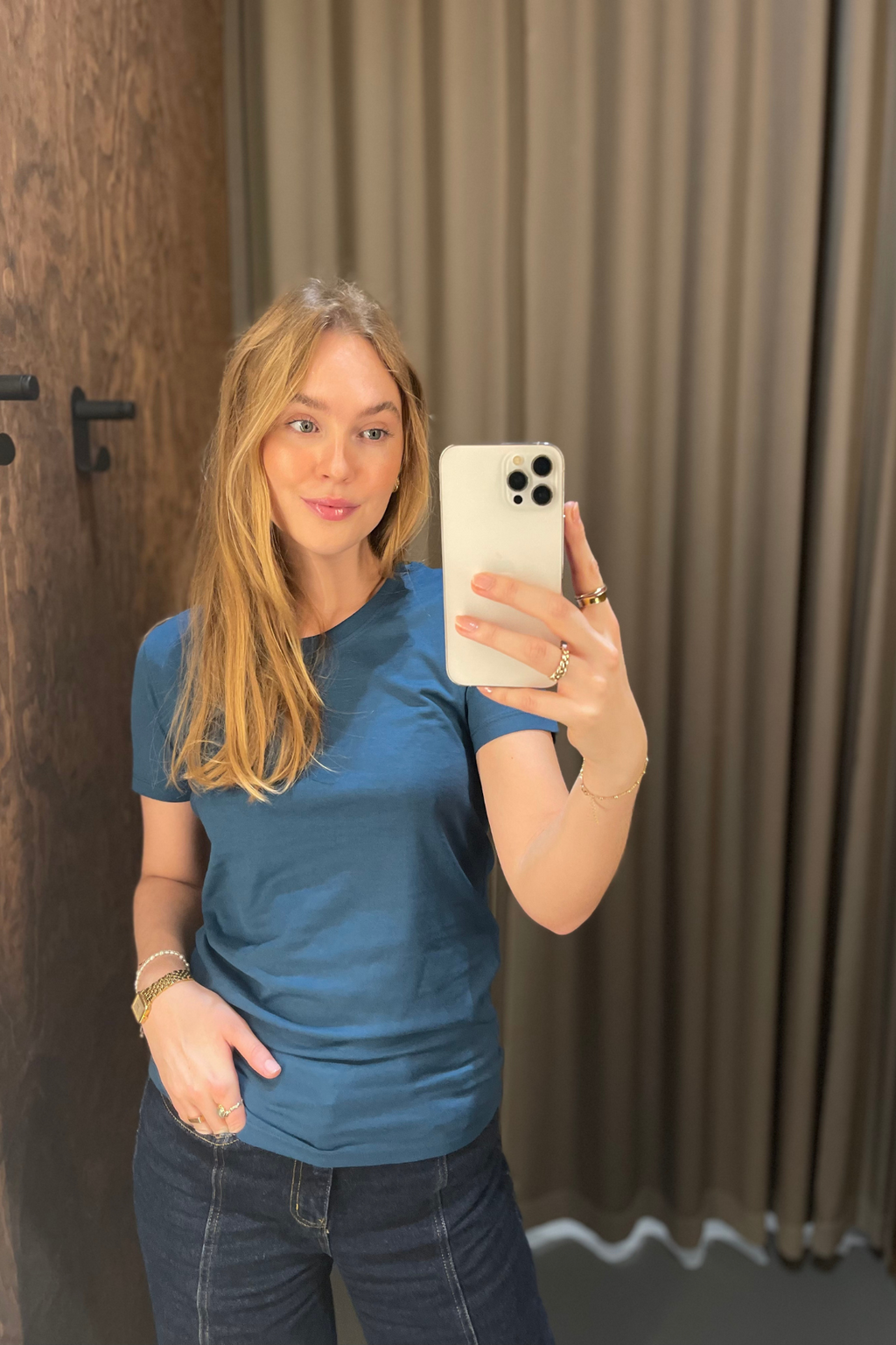 Fitted t-shirt - Petroleum blå