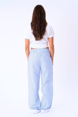 Layla Stribet Pants - Lyseblå