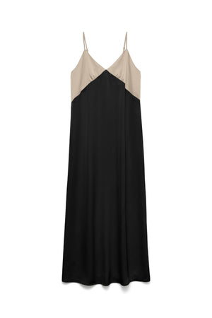 Joy Singlet Ankle Kjole - Cement Black Contrast