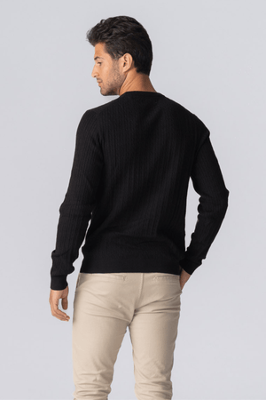 Pullover Kabel Strik - Sort