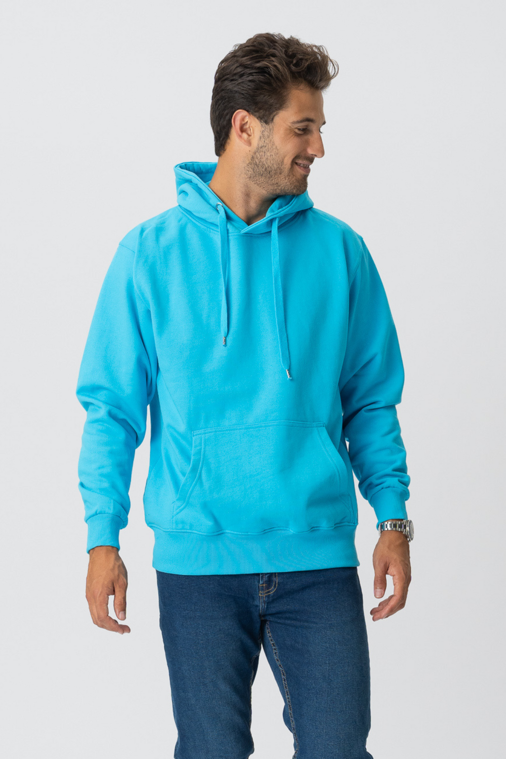 Basic Hoodie - Turkis Blå