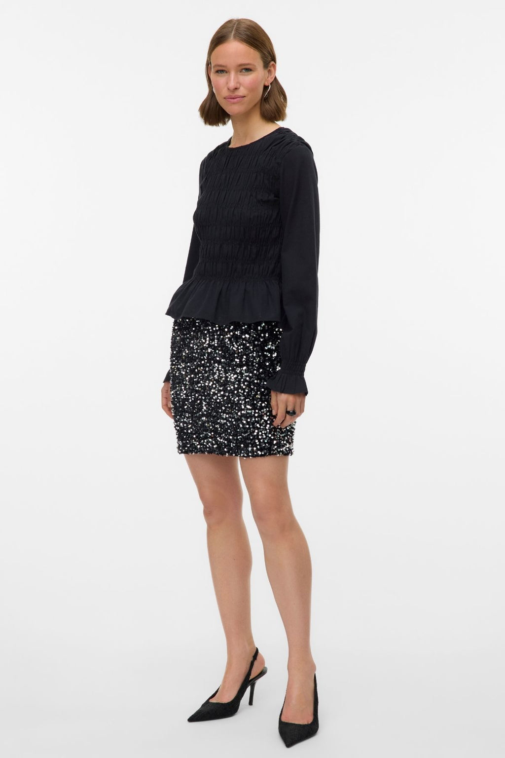 Bella Kort Nederdel - Sort Sølv