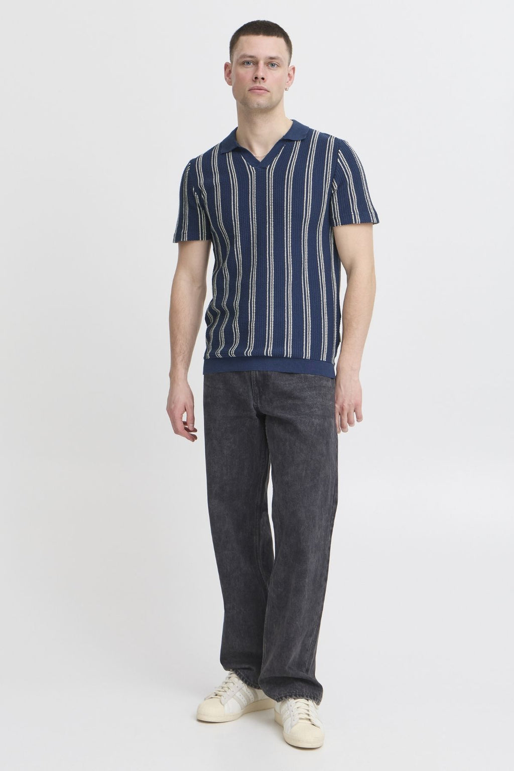 Stribet Pullover - Blå