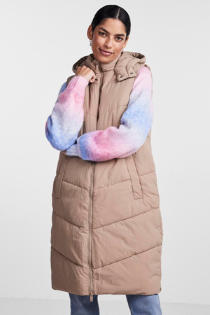 Jamilla Lang Puffer Vest - Silver Mink