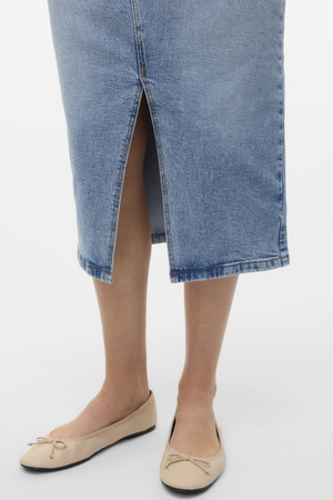 Natalie Midi Nederdel - Light Blue Denim