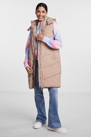 Jamilla Lang Puffer Vest - Silver Mink