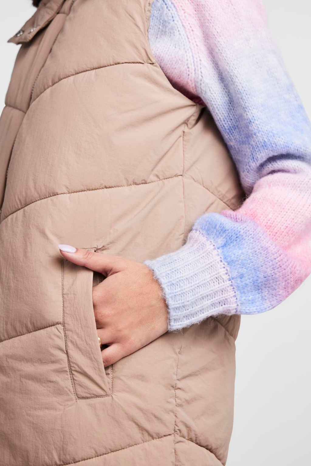 Jamilla Lang Puffer Vest - Silver Mink