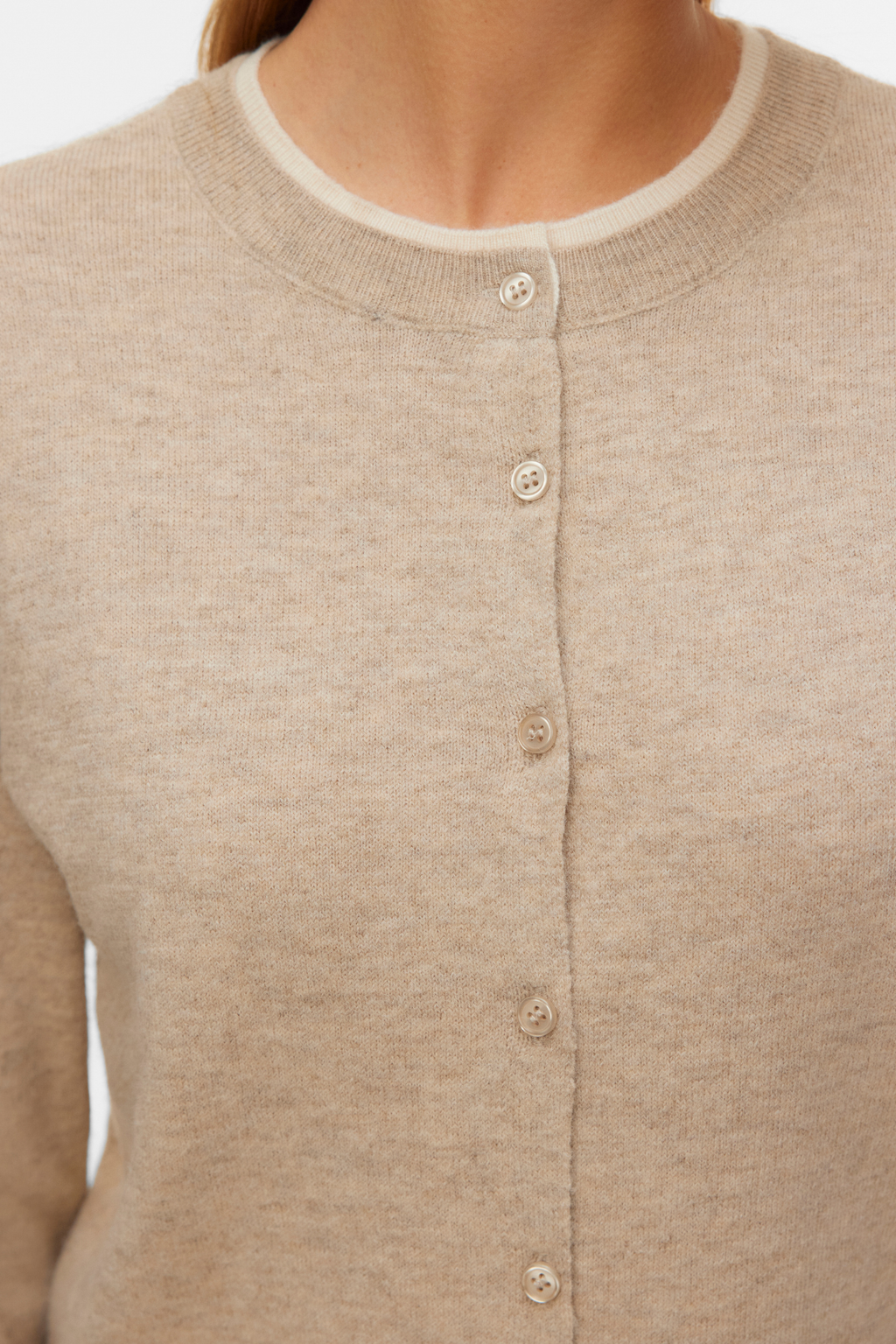 Fantastisk O-Neck Cardigan - Silver Mink Melange w. Birch