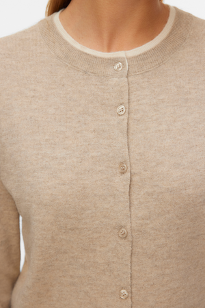 Fantastisk O-Neck Cardigan - Silver Mink Melange w. Birch