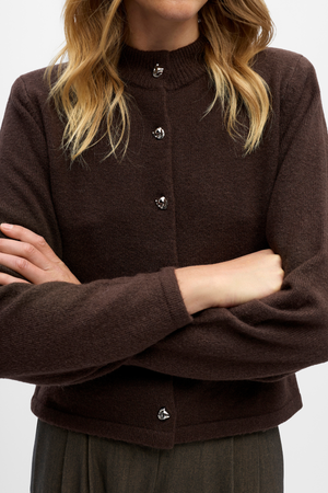 Zari Strik Cardigan - Seal Brown Melange